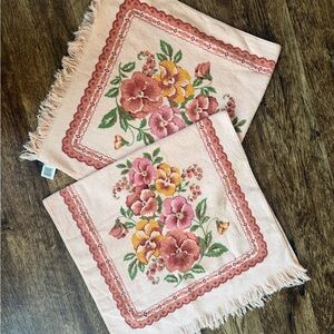 Vintage cannon bath towels pink pansy florals 2 piece set